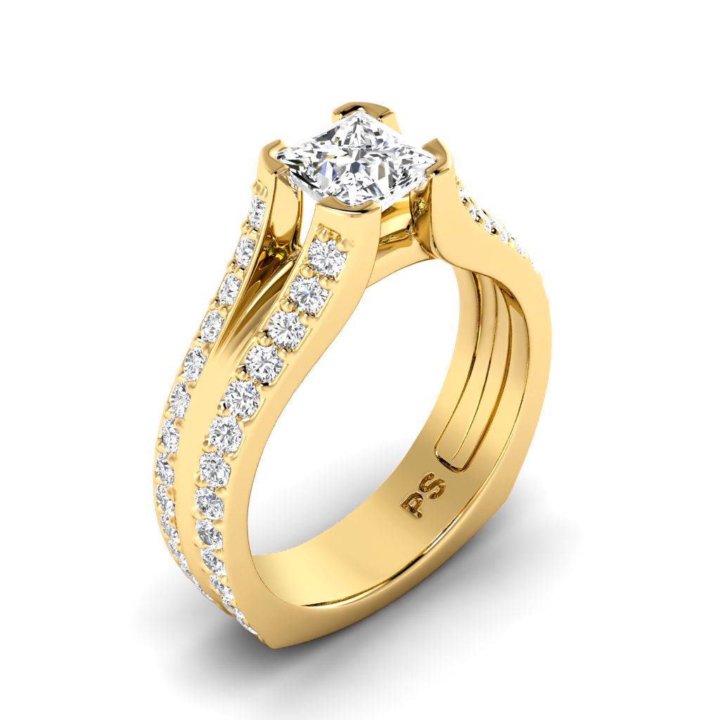 1.35 - 2.50 CT Princess & Round Cut Natural Diamonds - Engagement Ring - Primestyle.com