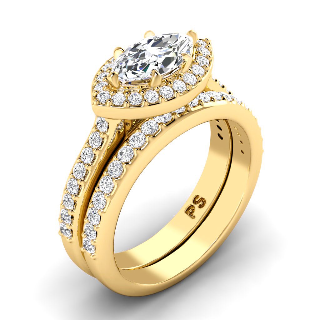 0.90 - 2.05 CT Marquise & Round Cut Natural Diamonds - Bridal Set - Primestyle.com