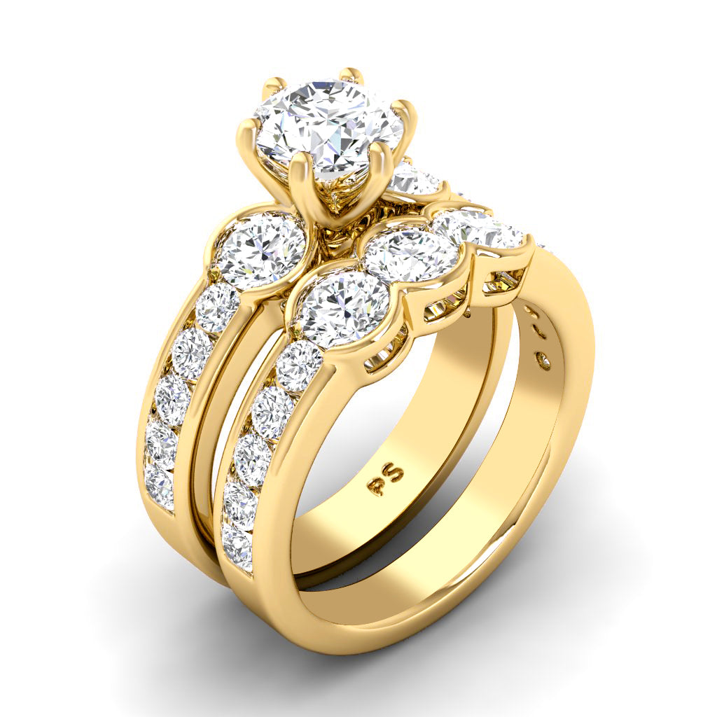 2.30-3.45 CT Round Cut Natural Diamonds - Bridal Set