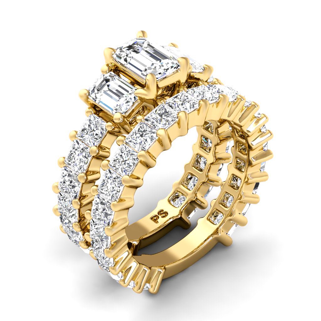 5.05 - 6.20 CT Emerald & Princess Cut Natural Diamonds - Bridal Set - Primestyle.com
