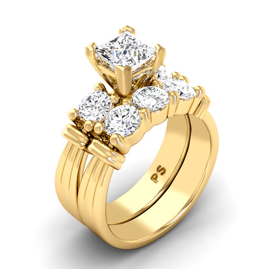 1.55 - 2.70 CT Princess & Round Cut Natural Diamonds - Bridal Set - Primestyle.com