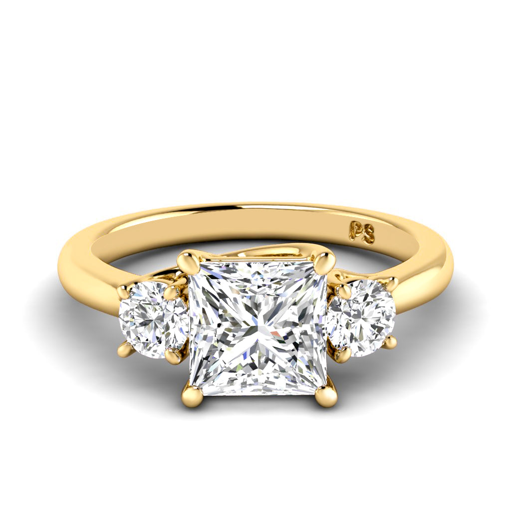 0.95-3.45 CT Round & Princess Cut Lab Grown Diamonds - Three Stone Ring