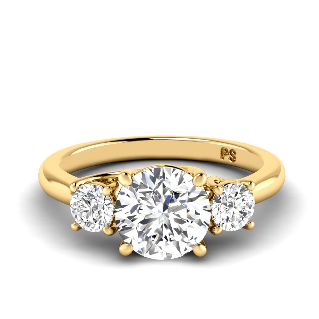 0.95 - 3.45 CT Round Cut Lab Grown Diamonds - Three Stone Ring - Primestyle.com