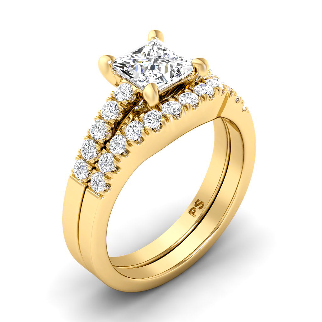 0.90-2.05 CT Princess & Round Cut Natural Diamonds - Bridal Set