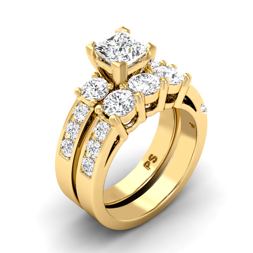 2.15-3.30 CT Round & Princess Cut Diamonds - Bridal Set