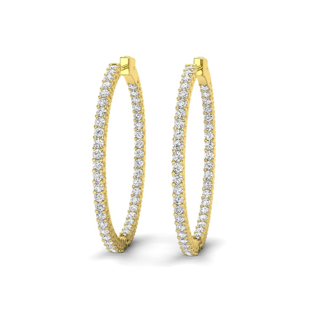 4.00-7.00 CT Round Cut Natural Diamonds - Hoop And Drop Earrings