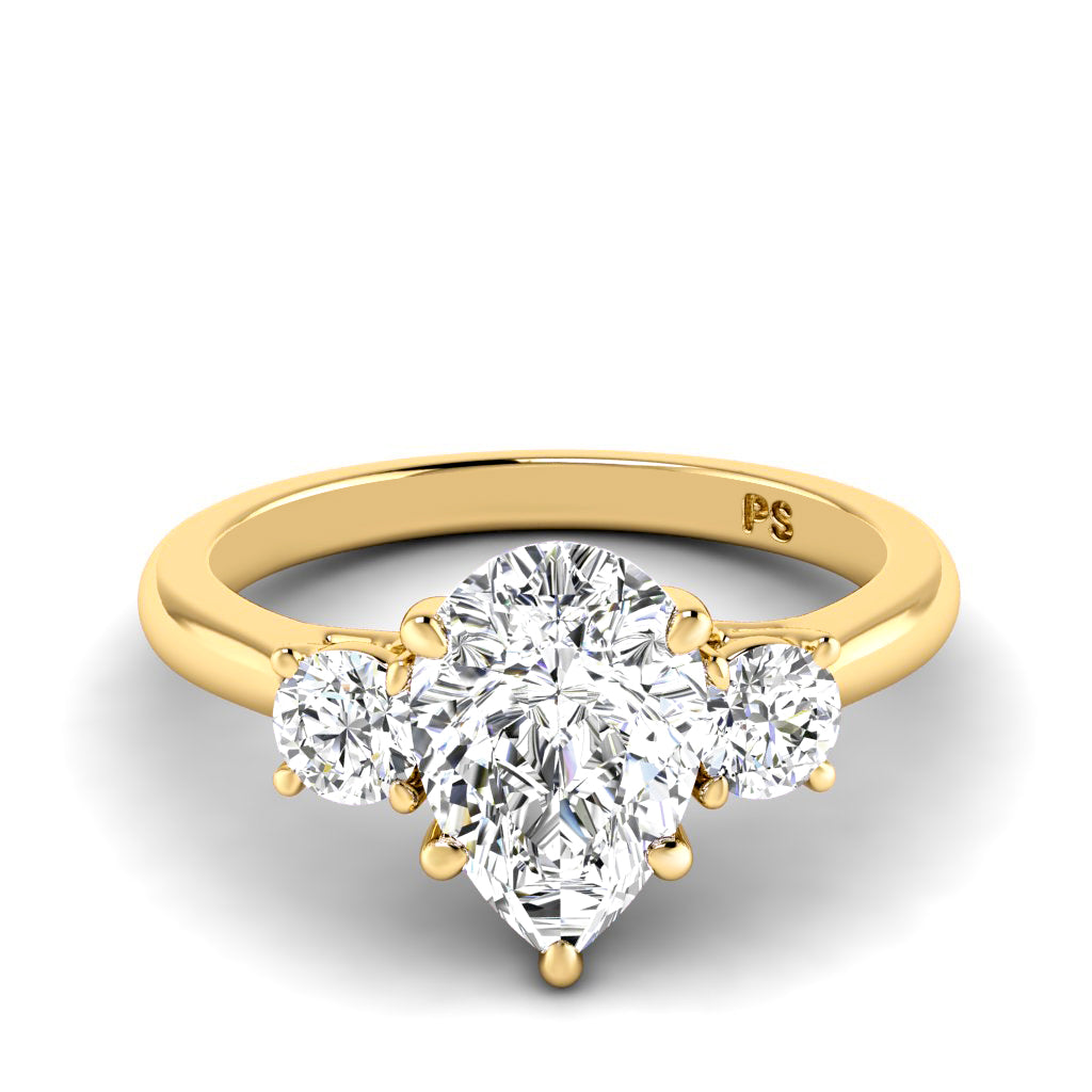 0.95-3.45 CT Round & Pear Cut Lab Grown Diamonds - Three Stone Ring