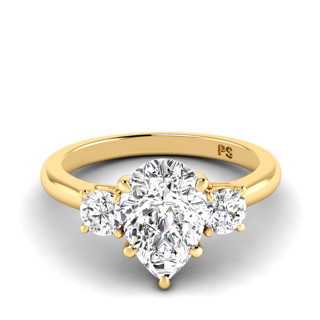 0.95-6.45 CT Pear & Round Cut Diamonds - Three Stone Rings
