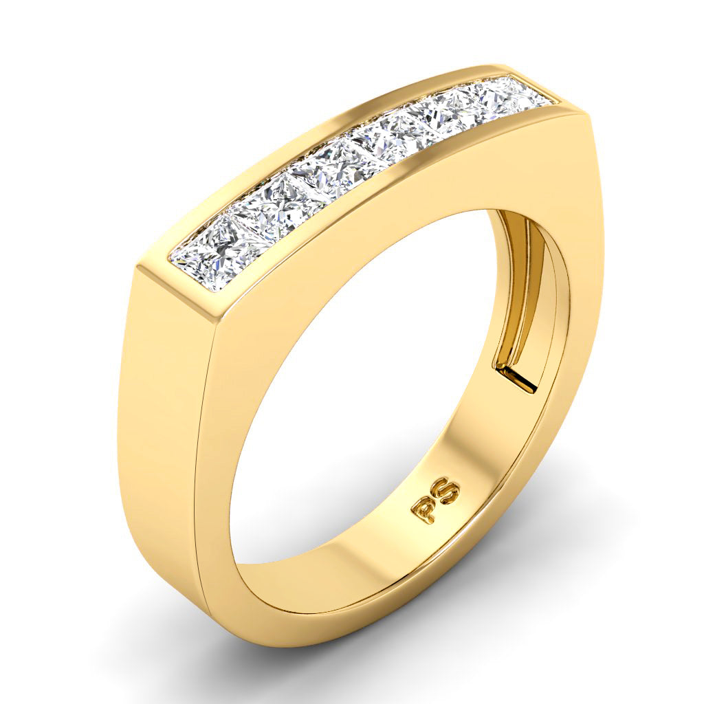 1.00 CT Princess Cut Lab Grown Diamonds - Mens Wedding Band