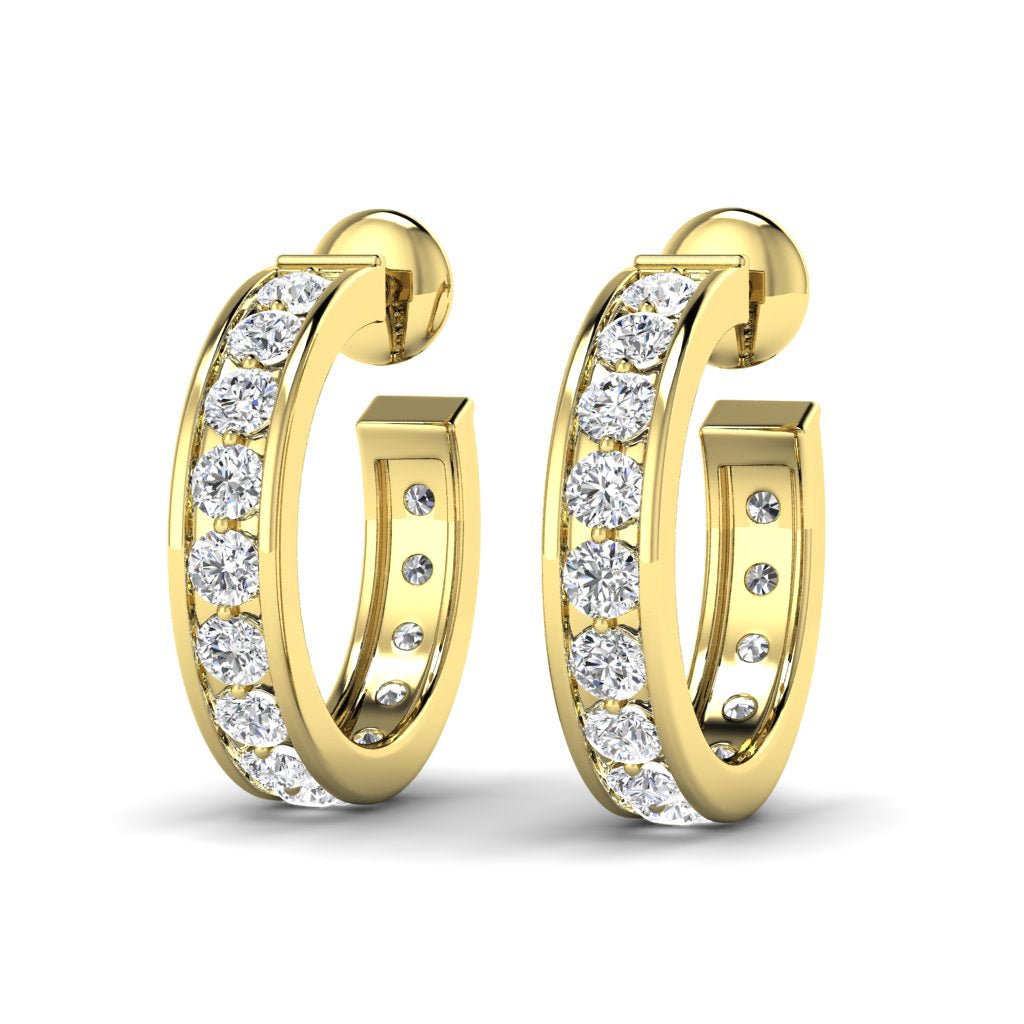 0.75 - 1.50 CT Round Cut Diamonds - Hoop and Drop Earrings - Primestyle.com