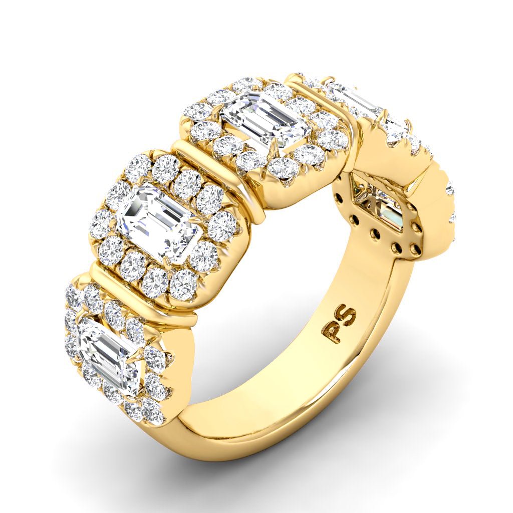 2.20 CT Round & Emerald Cut Lab Grown Diamonds - Wedding Band - Primestyle.com