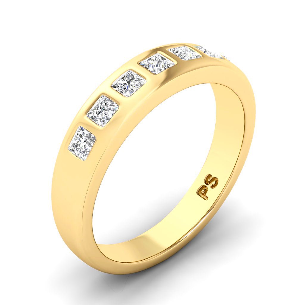 0.65 CT Princess Cut Natural Diamonds - Wedding Band