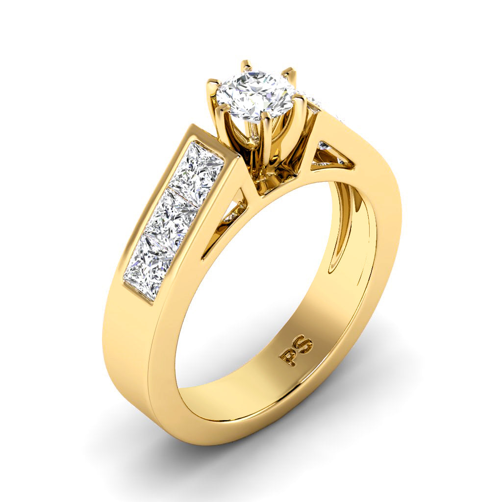 1.40-2.55 CT Princess & Round Cut Natural Diamonds - Engagement Ring