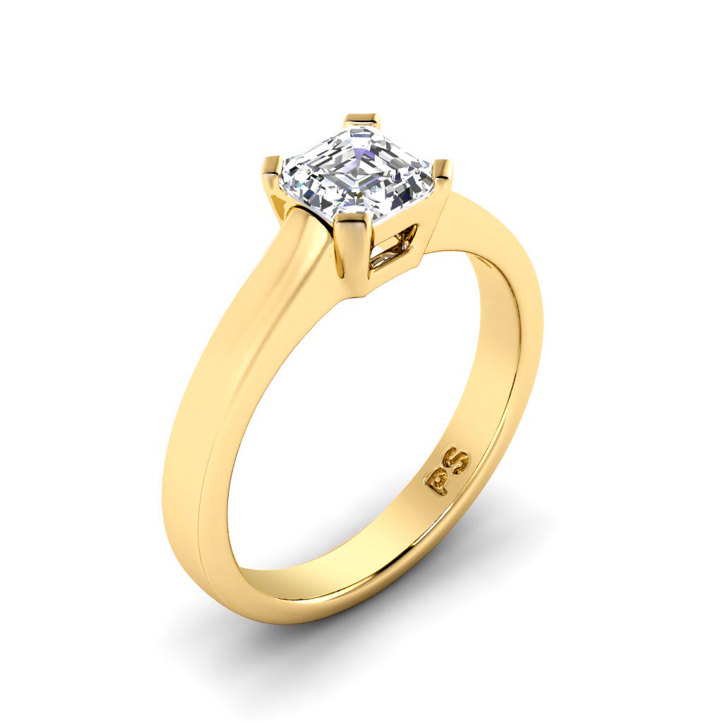 0.35-1.50 CT Ascher Cut Diamonds - Solitaire Ring