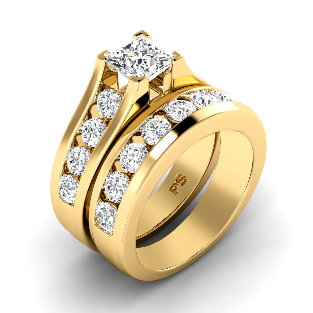 2.30 - 7.80 CT Princess & Round Cut Diamonds - Bridal Set - Primestyle.com