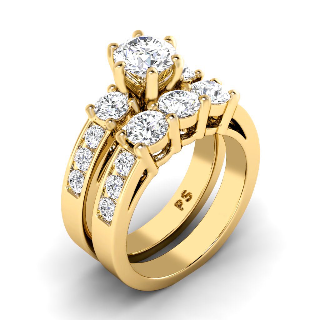 2.15 - 3.30 CT Princess & Round Cut Natural Diamonds - Bridal Set - Primestyle.com