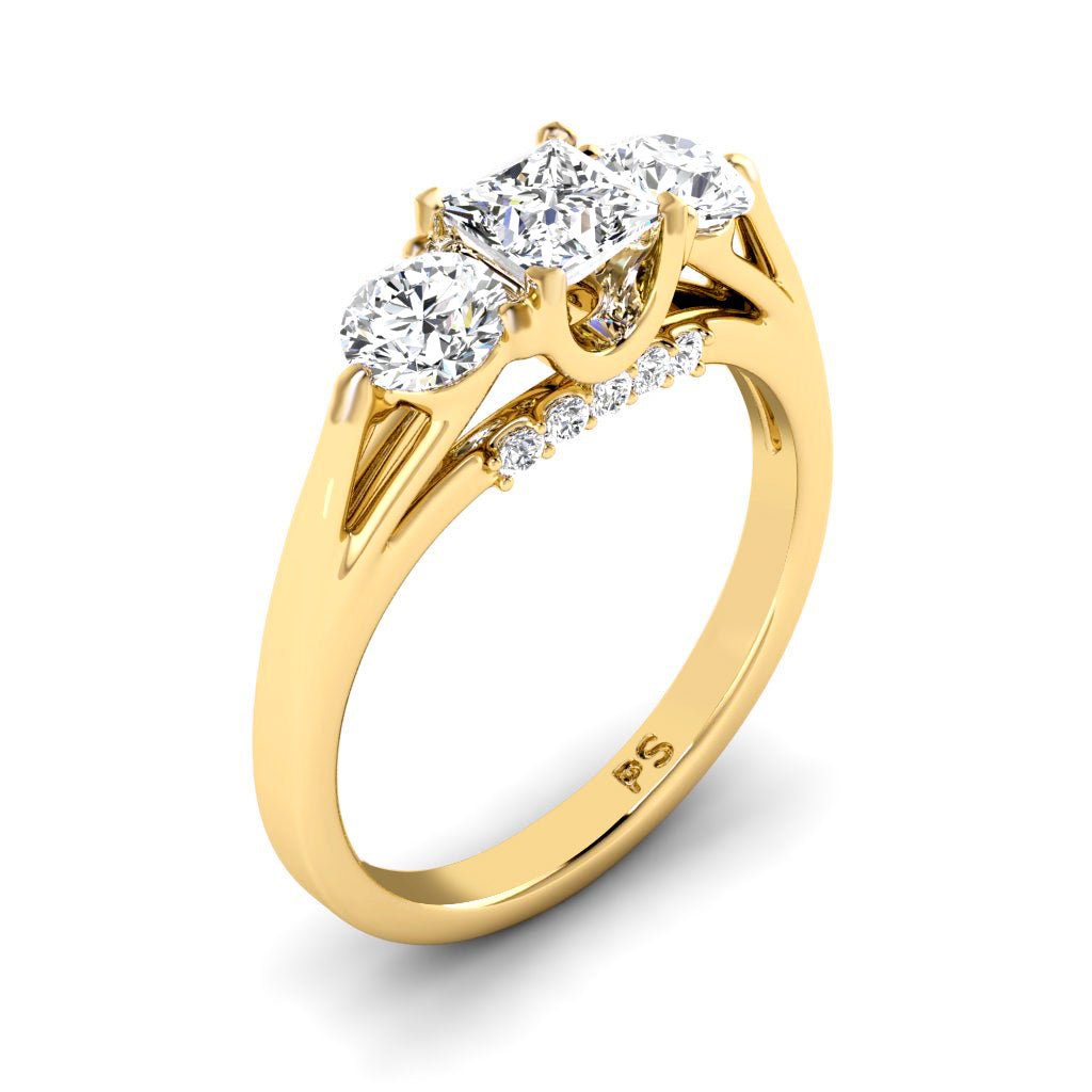 1.05-6.55 CT Princess & Round Cut Lab Grown Diamonds - Engagement Ring