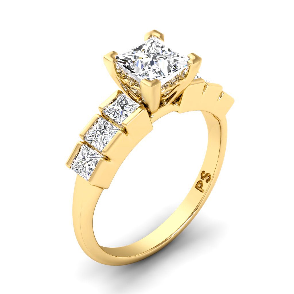 1.15-2.30 CT Princess Cut Natural Diamonds - Engagement Ring