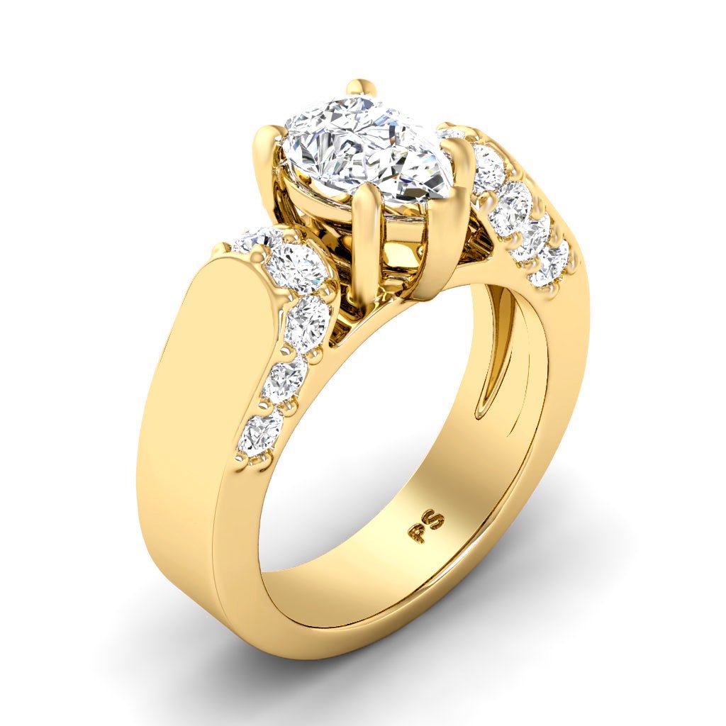 1.00 - 2.15 CT Pear & Round Cut Natural Diamonds - Engagement Ring - Primestyle.com