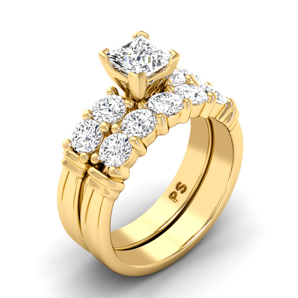 1.55-2.70 CT Princess & Round Cut Natural Diamonds - Bridal Set