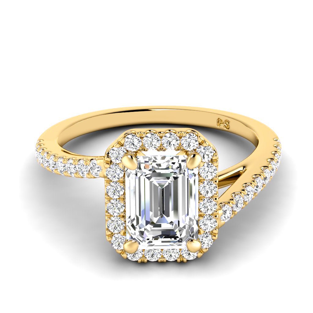 0.85 - 3.35 CT Round & Emerald Cut Lab Grown Diamonds - Halo Ring - Primestyle.com