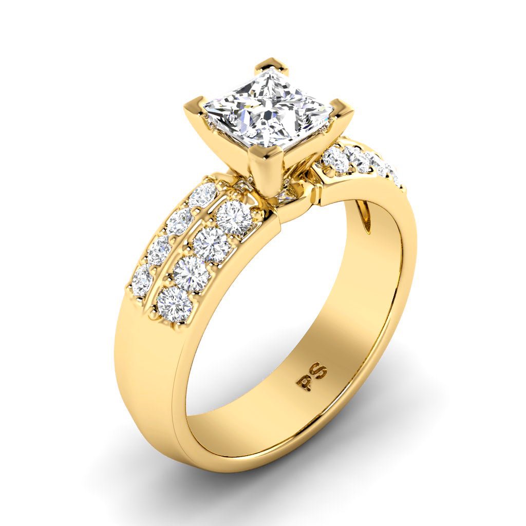 0.70 - 1.85 CT Princess & Round Cut Natural Diamonds - Engagement Ring - Primestyle.com