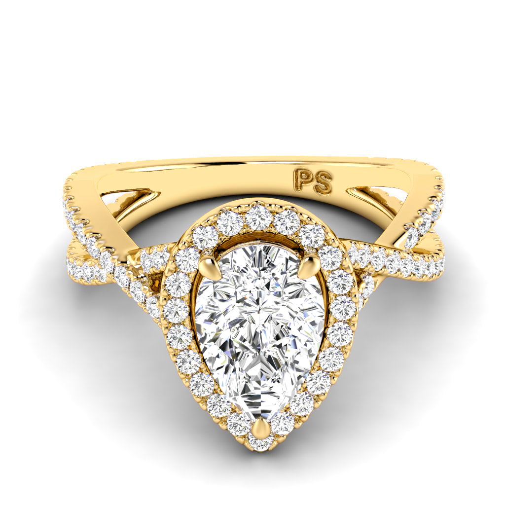 1.10-3.60 CT Round & Pear Cut Lab Grown Diamonds - Halo Ring