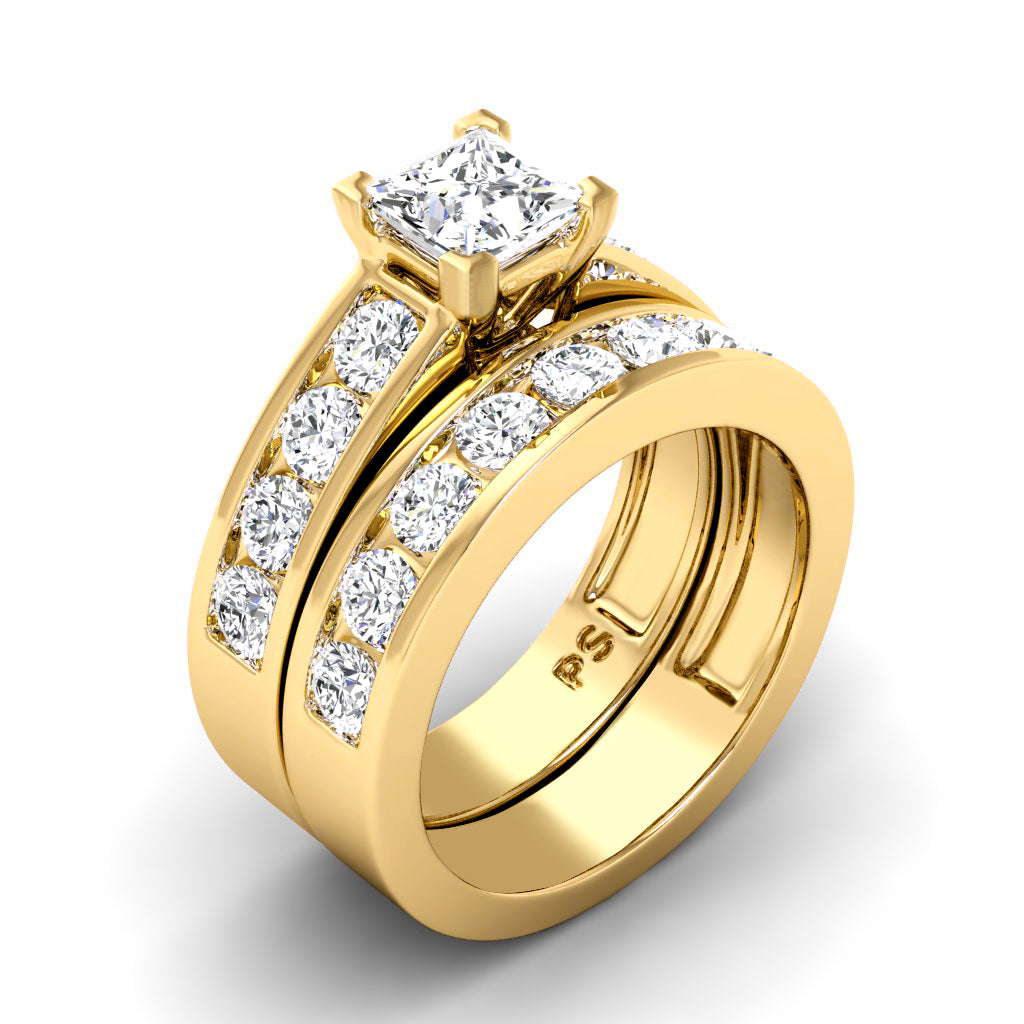 1.95-3.10 CT Princess & Round Cut Natural Diamonds - Bridal Set