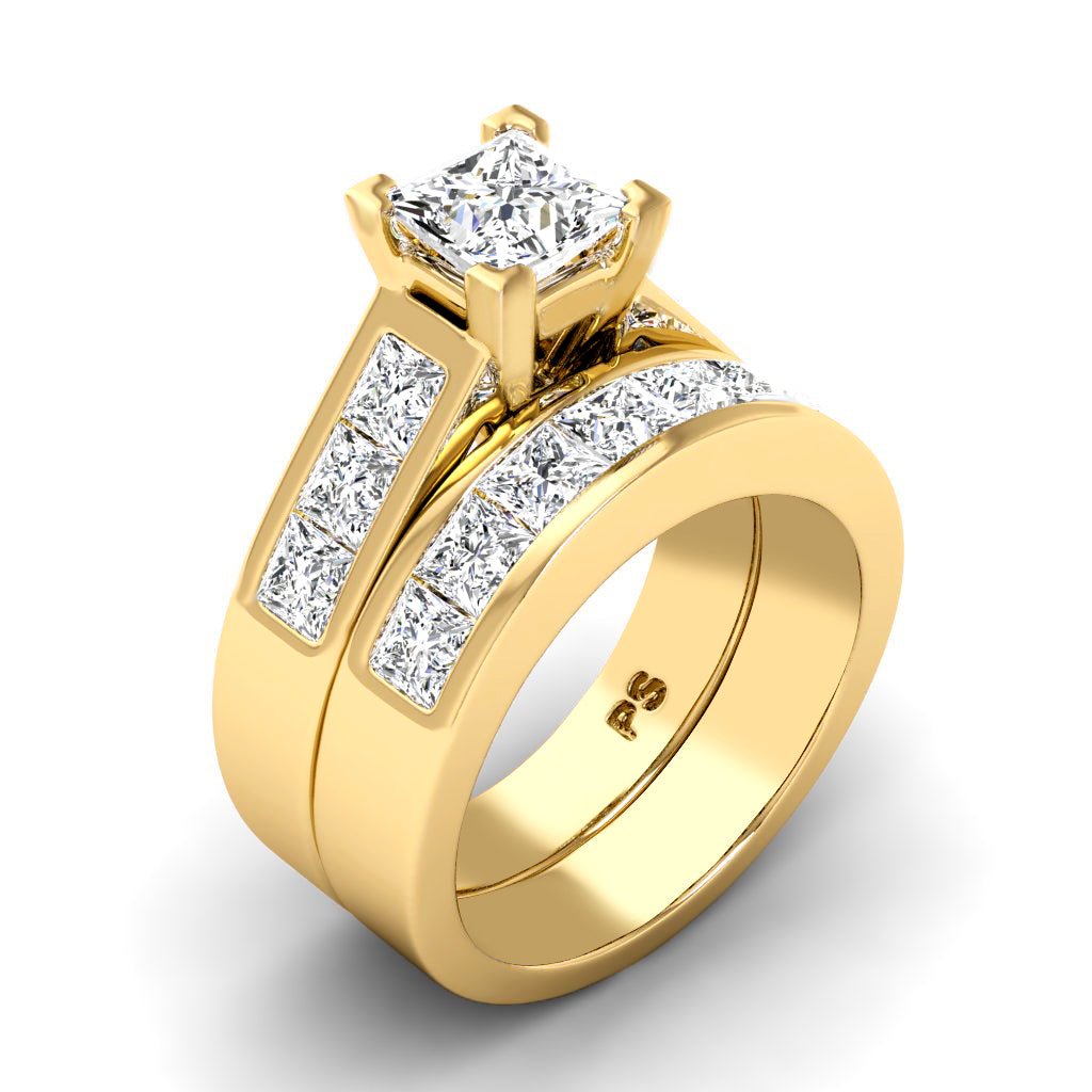 2.60 - 3.75 CT Princess Cut Natural Diamonds - Bridal Set - Primestyle.com