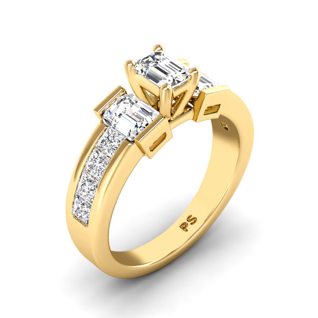 1.65-2.80 CT Emerald & Princess Cut Natural Diamonds - Engagement Ring