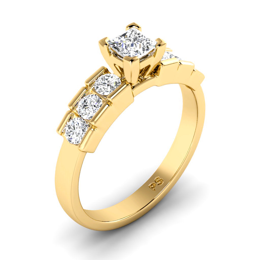 0.95-2.10 CT Round & Princess Cut Diamonds - Engagement Ring