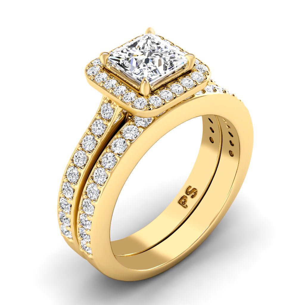 1.05-2.20 CT Princess & Round Cut Natural Diamonds - Bridal Set