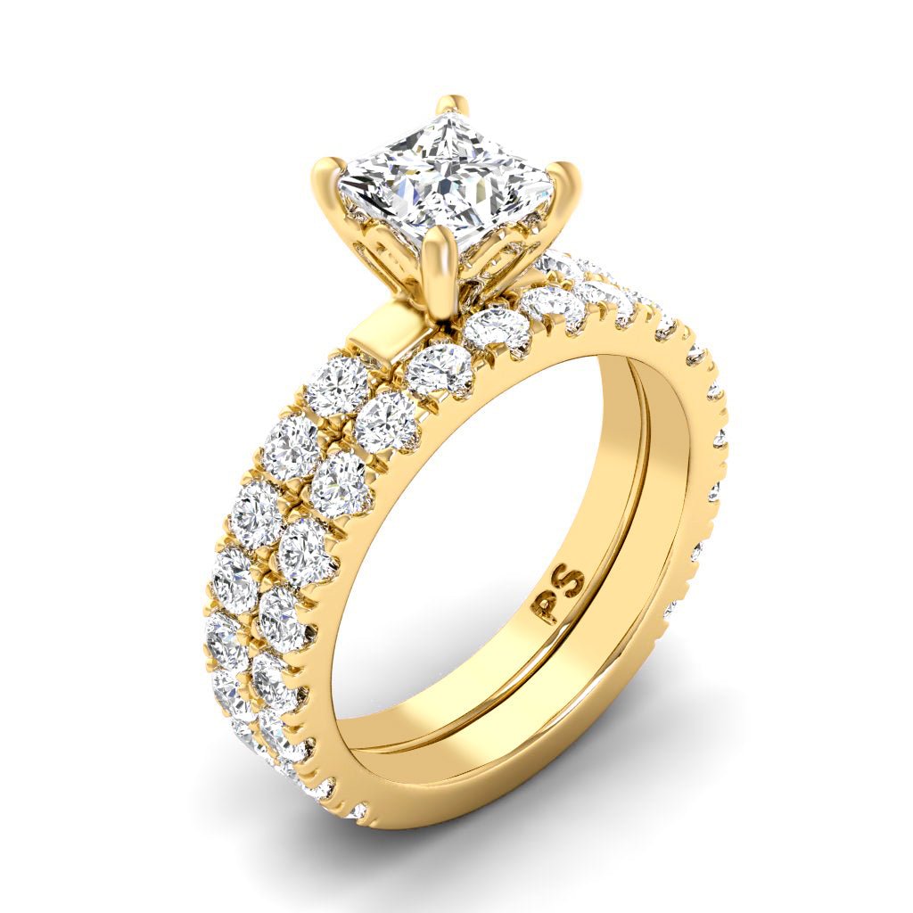 1.90 - 7.40 CT Princess & Round Cut Diamonds - Bridal Set - Primestyle.com