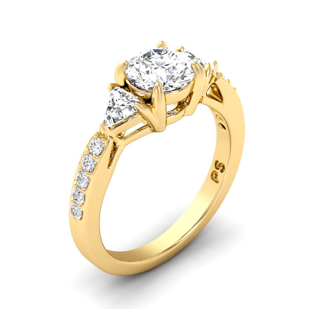 1.10-3.60 CT Round & Triangle Cut Lab Grown Diamonds - Engagement Ring