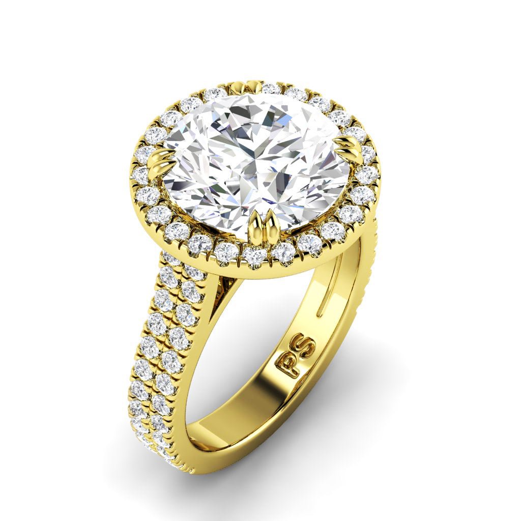 11.65 CT Round Cut Lab Grown Diamonds - Halo Ring - Primestyle.com