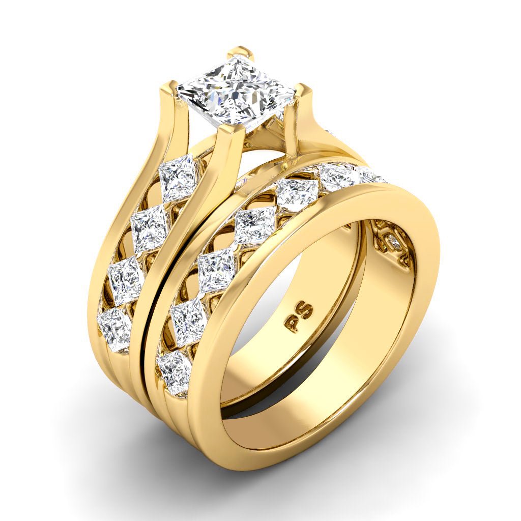 2.05 - 3.20 CT Princess Cut Natural Diamonds - Bridal Set - Primestyle.com