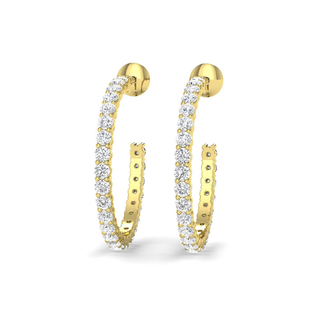 0.75-1.50 CT Round Cut Diamonds - Hoop Earrings