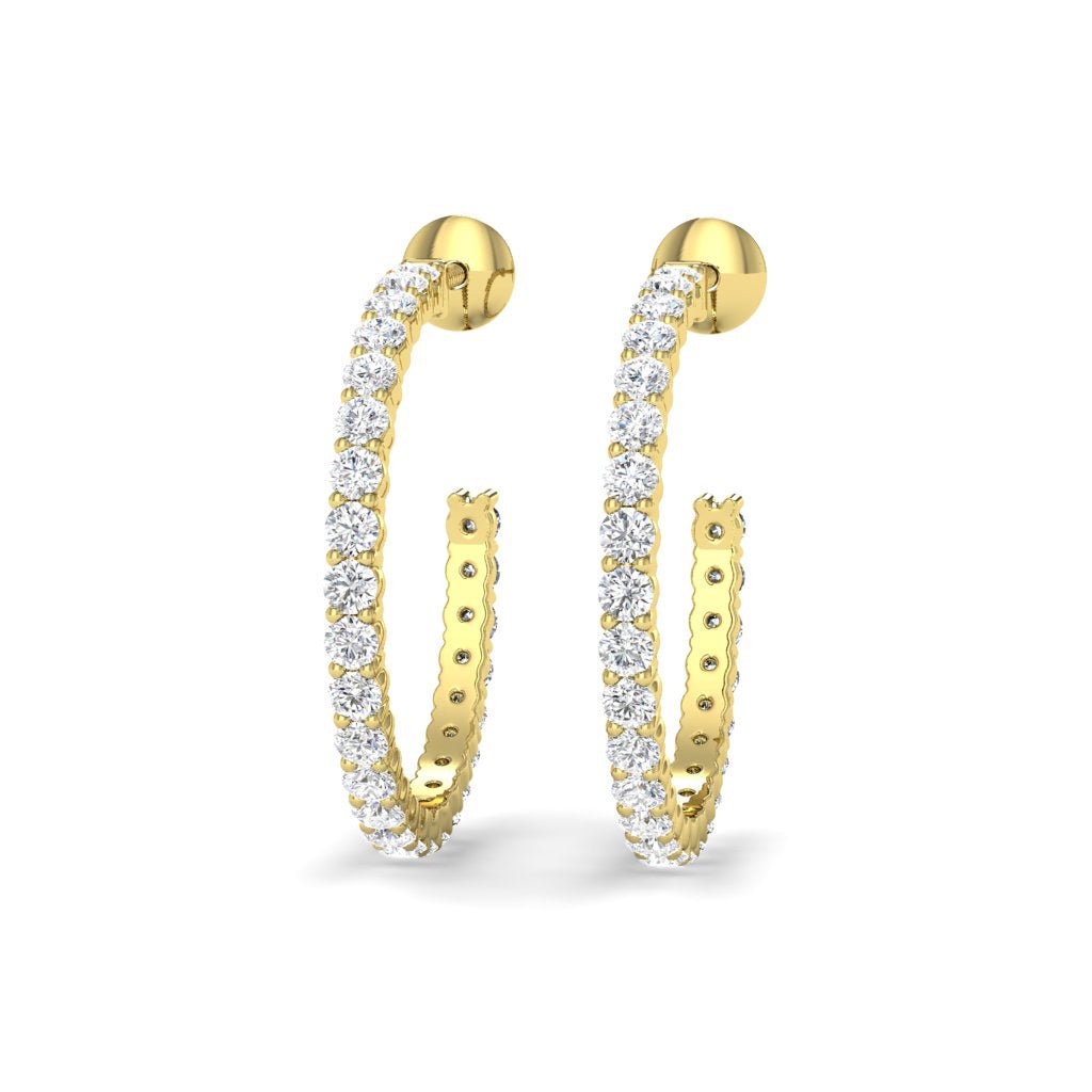 0.75 - 1.50 CT Round Cut Diamonds - Hoop Earrings - Primestyle.com