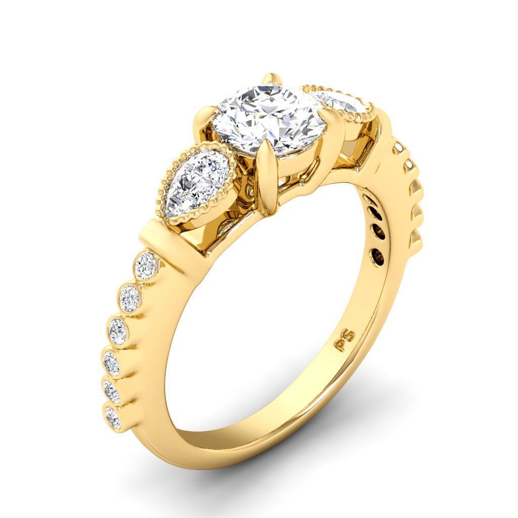0.77-1.92 CT Pear & Round Cut Natural Diamonds - Engagement Ring