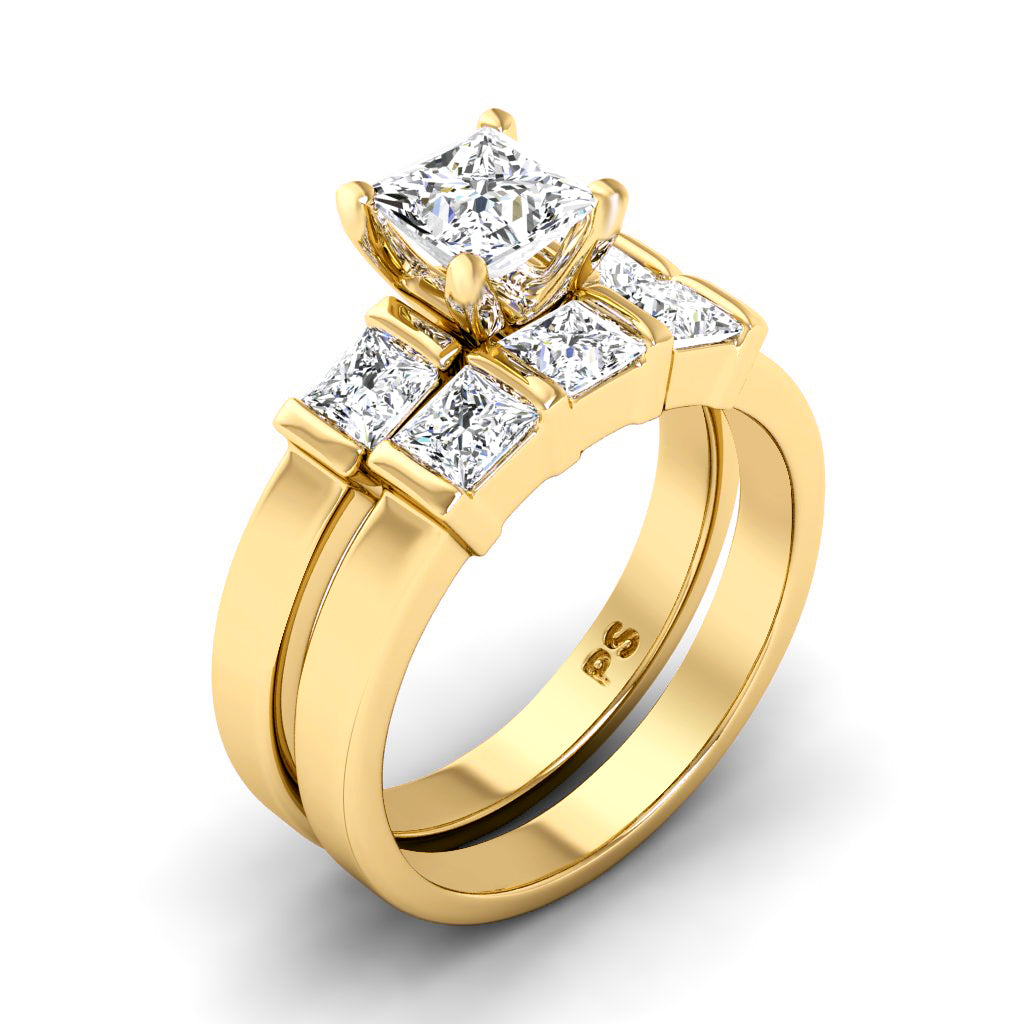 1.90-3.05 CT Princess Cut Natural Diamonds - Bridal Set