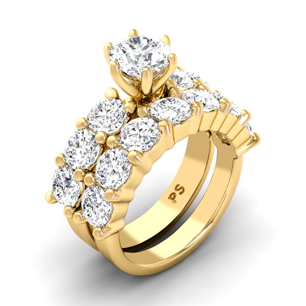 3.95-5.10 CT Round Cut Natural Diamonds - Bridal Set