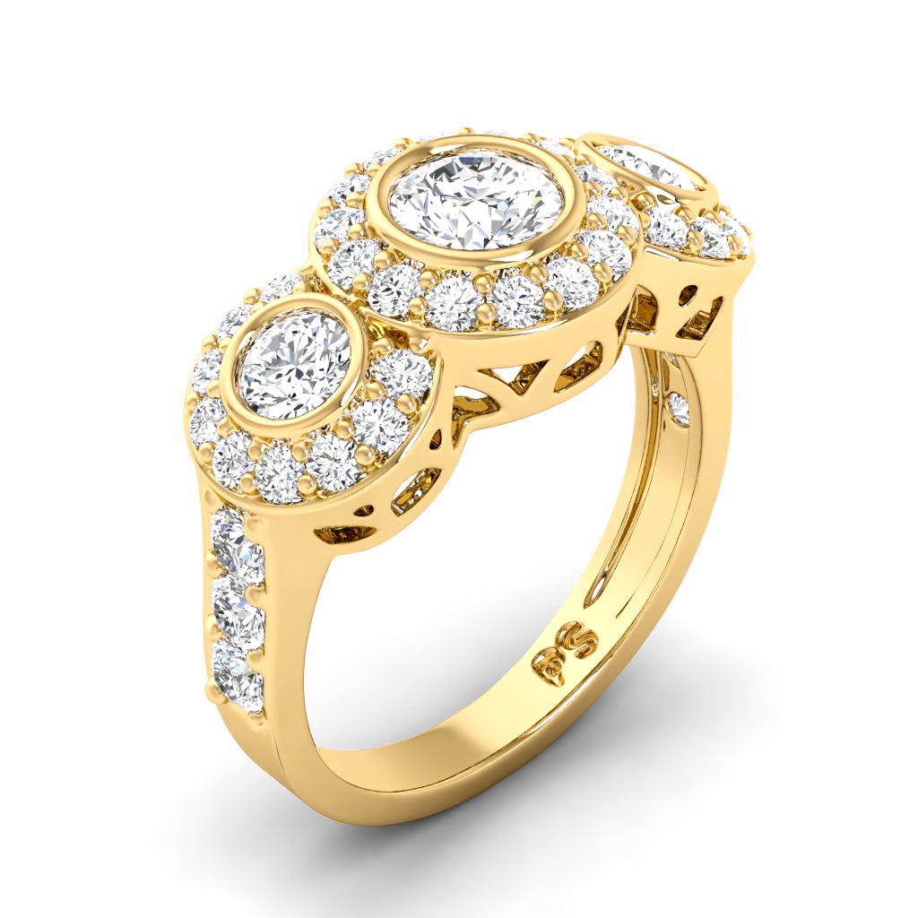 1.80 CT Round Cut Diamonds - Three Stone Ring