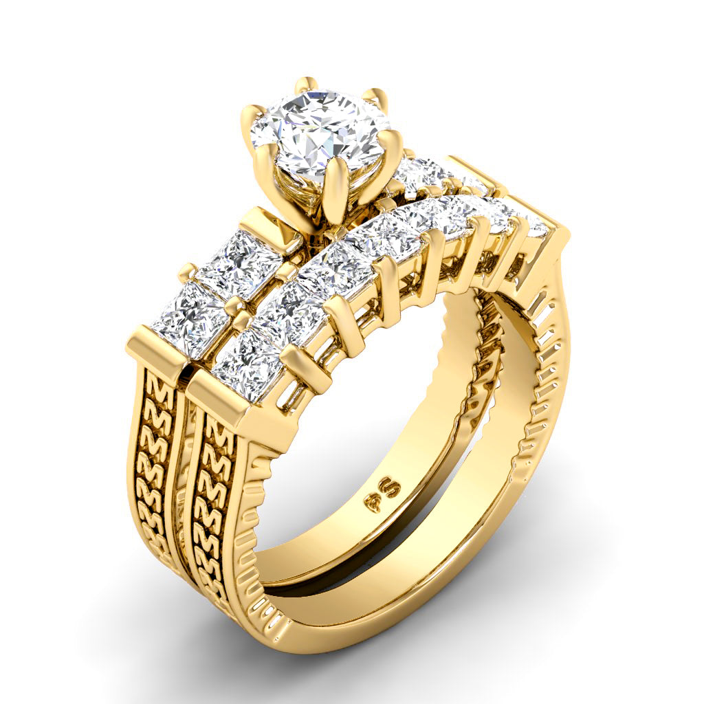 1.75-2.90 CT Princess Cut Natural Diamonds - Bridal Set