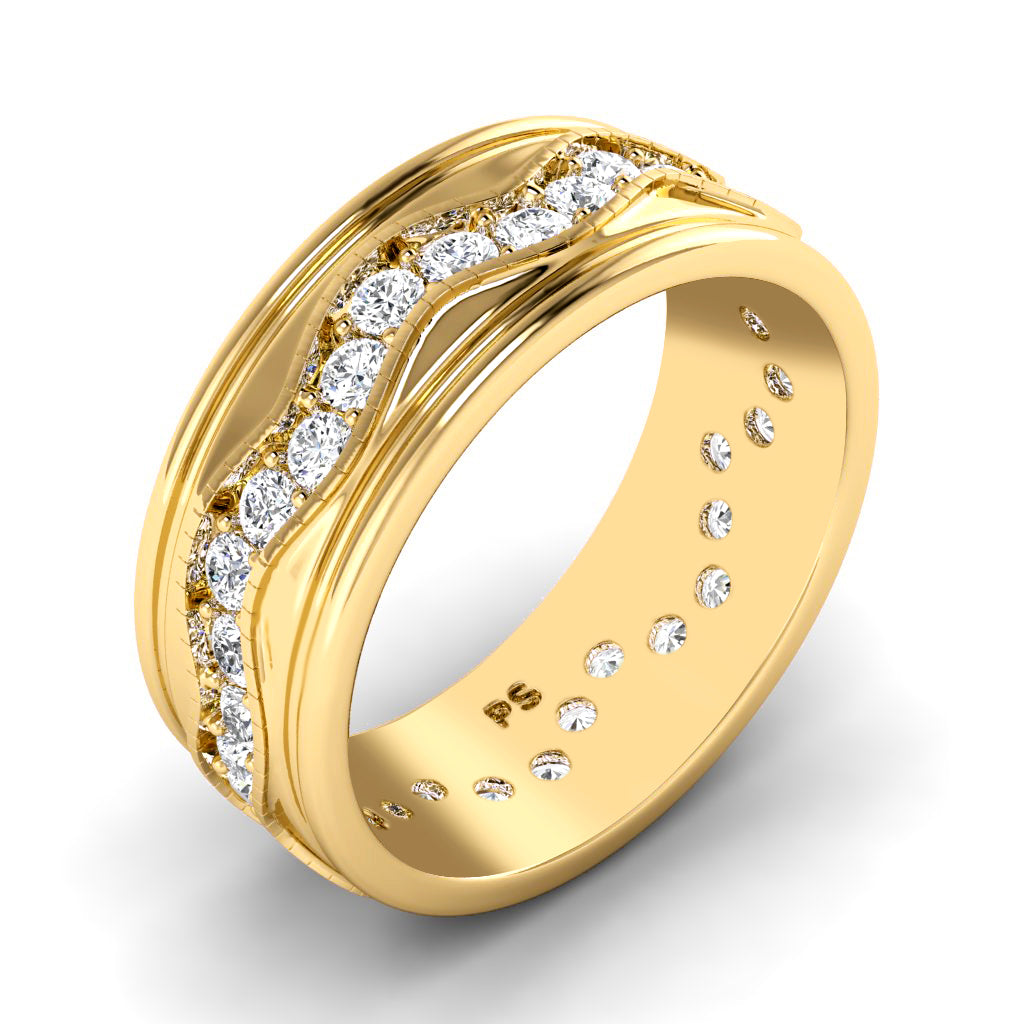 1.50 CT Round Cut Diamonds - Mens Wedding Band