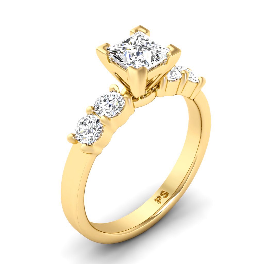 1.10-6.60 CT Princess & Round Cut Lab Grown Diamonds - Engagement Ring