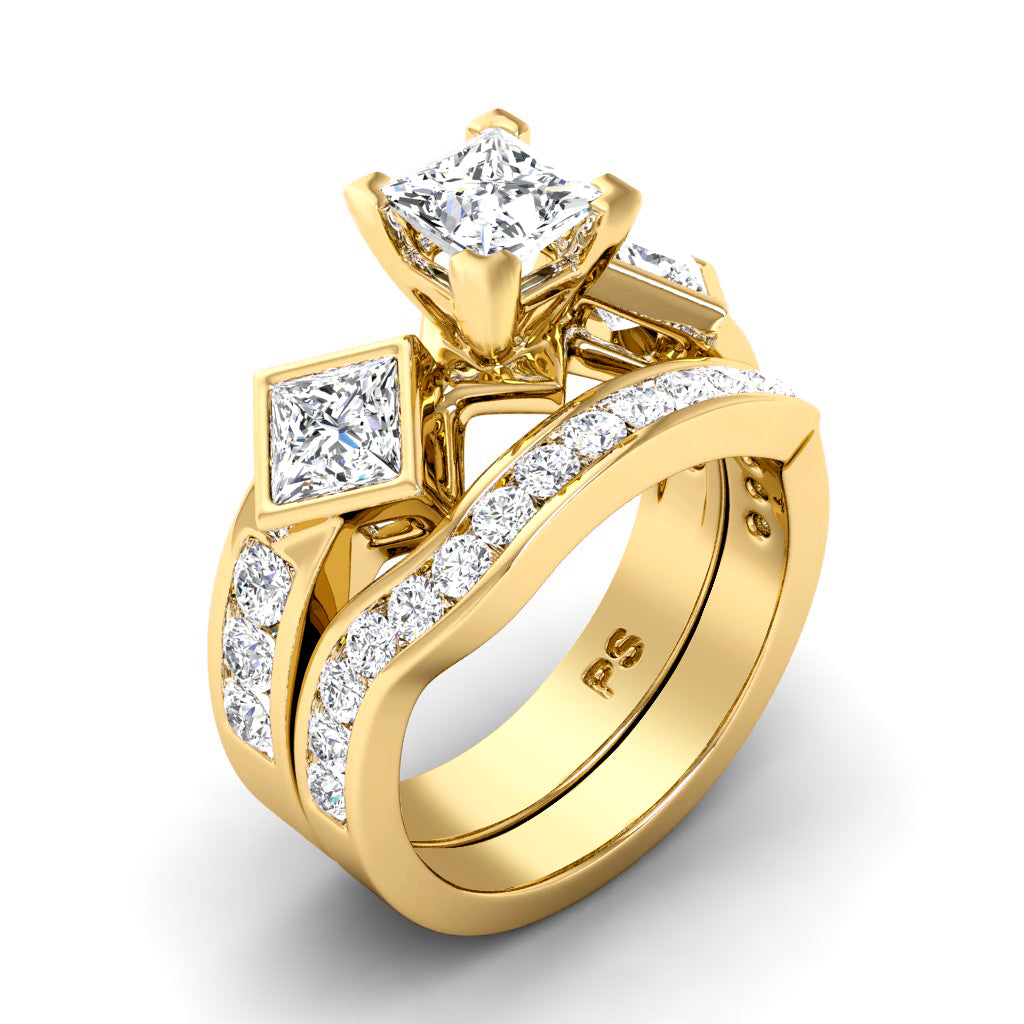 2.15-4.65 CT Round & Princess Cut Lab Grown Diamonds - Bridal Set