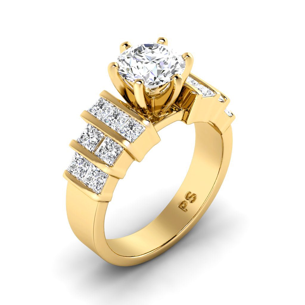 1.55 - 2.70 CT Princess & Round Cut Natural Diamonds - Engagement Ring - Primestyle.com