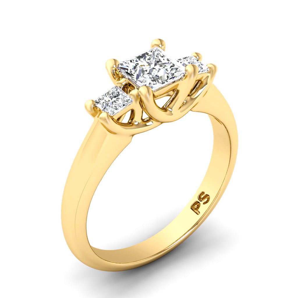 0.75 - 0.95 CT Princess Cut Natural Diamonds - Three Stone Rings - Primestyle.com