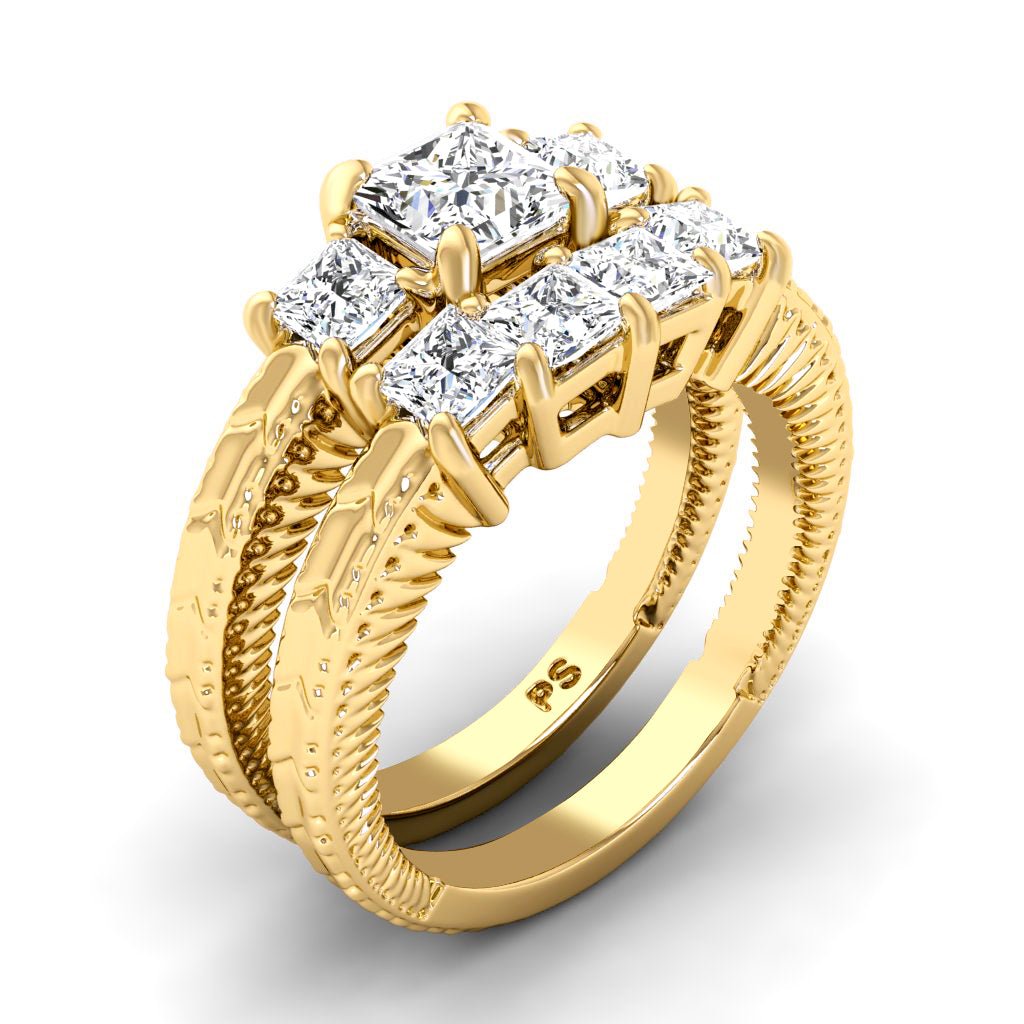 1.60 - 2.75 CT Princess Cut Natural Diamonds - Bridal Set - Primestyle.com