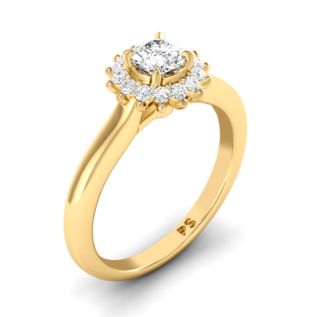0.20 CT Round Cut Lab Grown Diamonds - Halo Ring - Primestyle.com